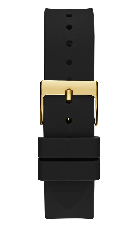 Montre Femme Guess Queen GW0536L3 - Boîtier doré orné de strass, bracelet silicone noir vue 4