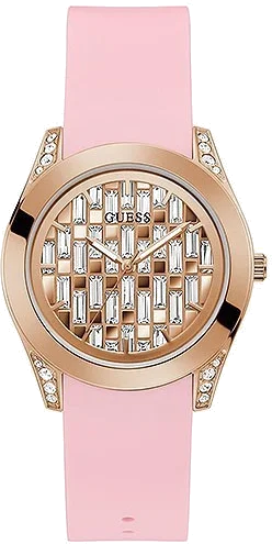Montre Guess pour Femme GW0109L2 - Cadran or rose, bracelet silicone rose