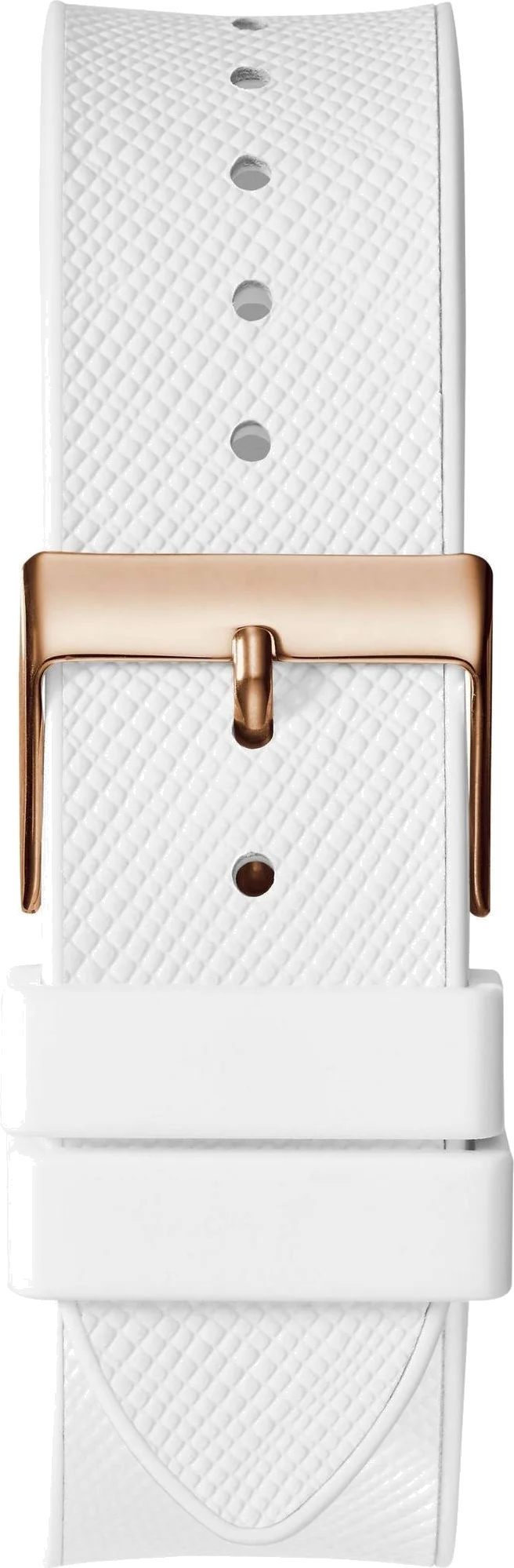 Montre Guess Raven GW0105L3 pour Femme - Boîtier or rose à strass, bracelet silicone blanc vue 2