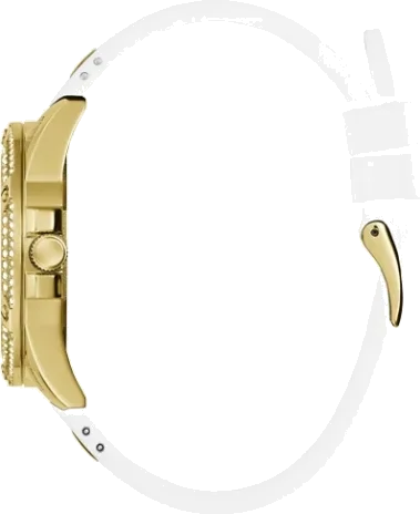Montre Guess Queen GW0536L2 pour Femme - Boîtier Doré Strass, Bracelet Silicone Blanc vue 3