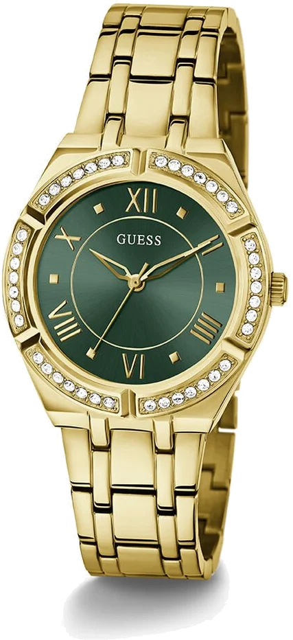 Montre Guess Cosmo GW0033L8 pour Femme - Cadran vert et bracelet acier doré vue 2