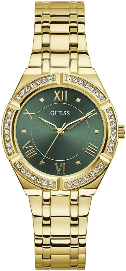 Montre Guess Cosmo GW0033L8 pour Femme - Cadran vert et bracelet acier doré