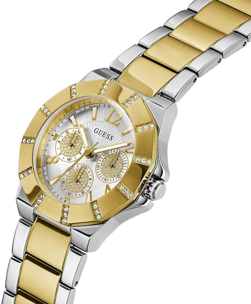 Montre Guess Sunray GW0616L2 pour Femme, Cadran Argent Multifonction, Bracelet Acier Bicolore Argent/Or vue 2