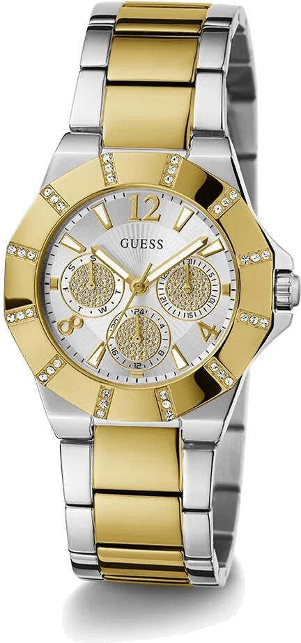 Montre Guess Sunray GW0616L2 pour Femme, Cadran Argent Multifonction, Bracelet Acier Bicolore Argent/Or vue 5