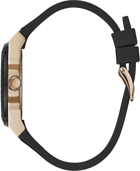 Montre Femme Guess Zena W1094L6 bracelet silicone noir cadran noir multifonction vue 2