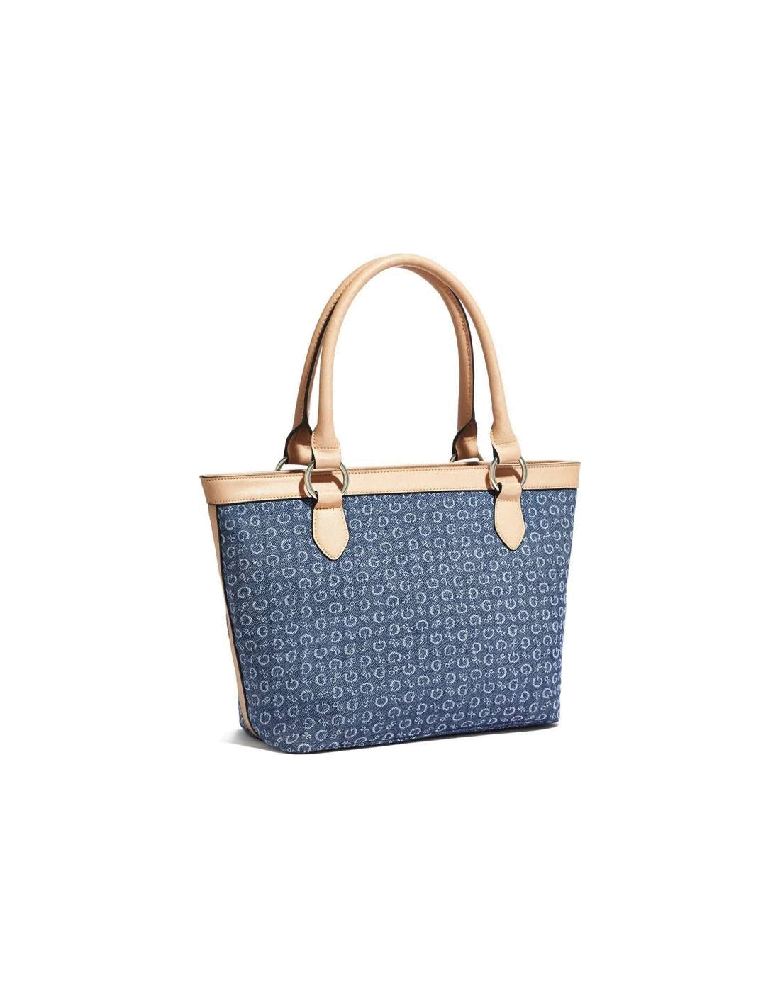 Sac à main porté épaule Guess Aislin bleu imprimé G vue 2