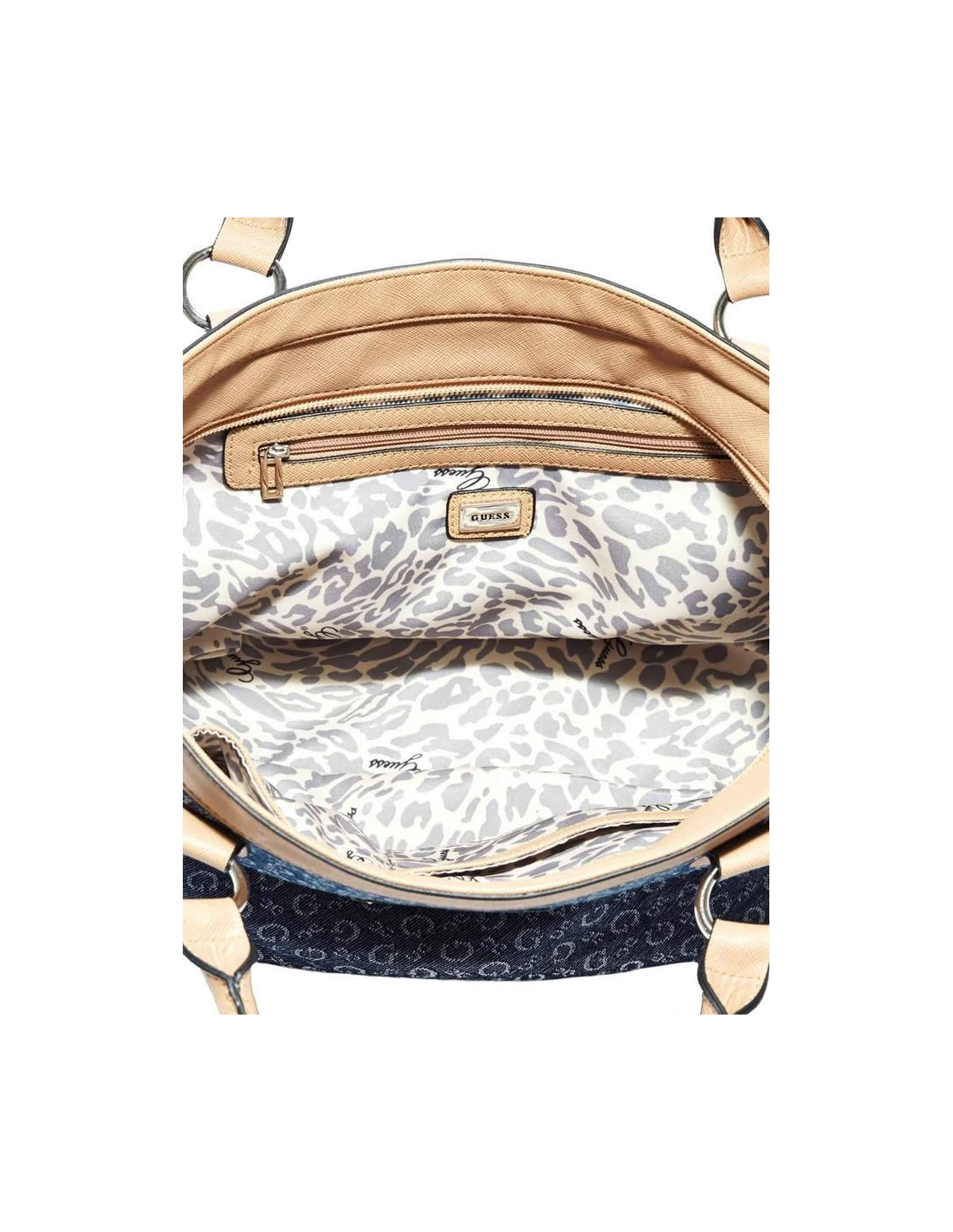 Sac à main porté épaule Guess Aislin bleu imprimé G vue 3