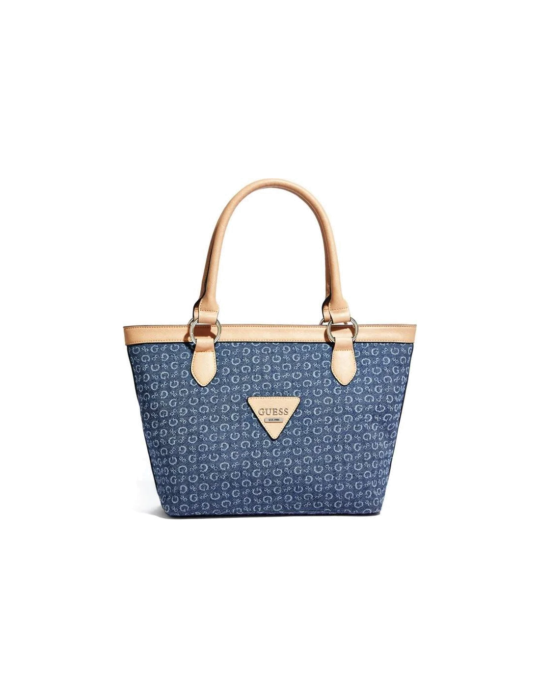 Sac à main porté épaule Guess Aislin bleu imprimé G