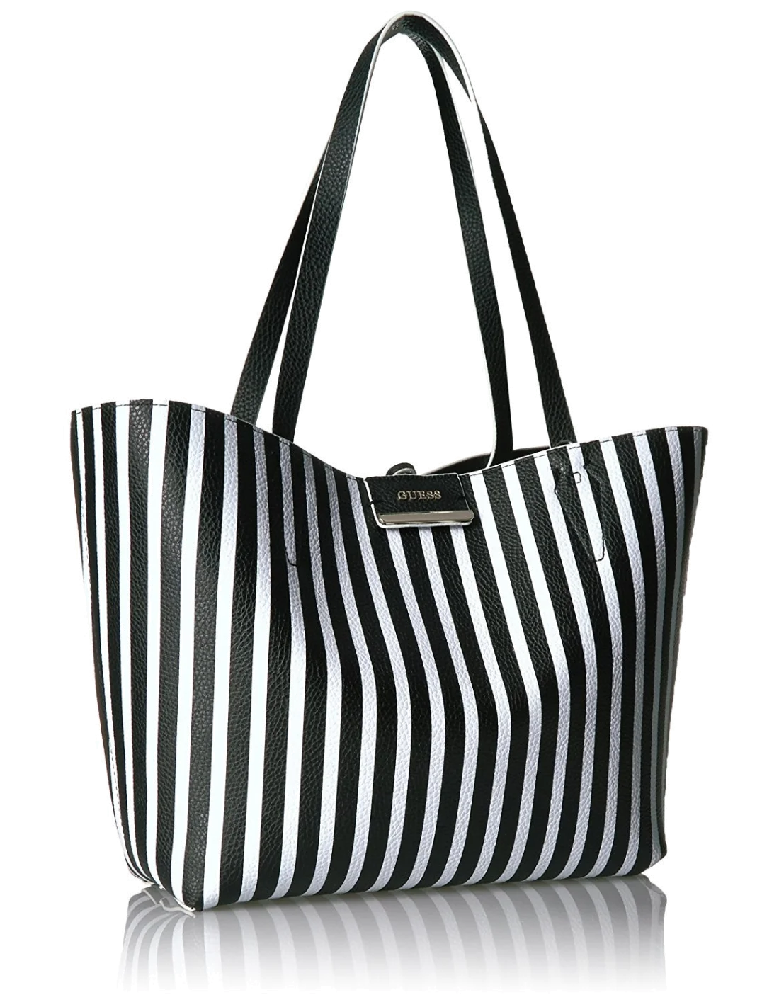 Sac à Main Guess Bobbi Black White Stripe vue 2