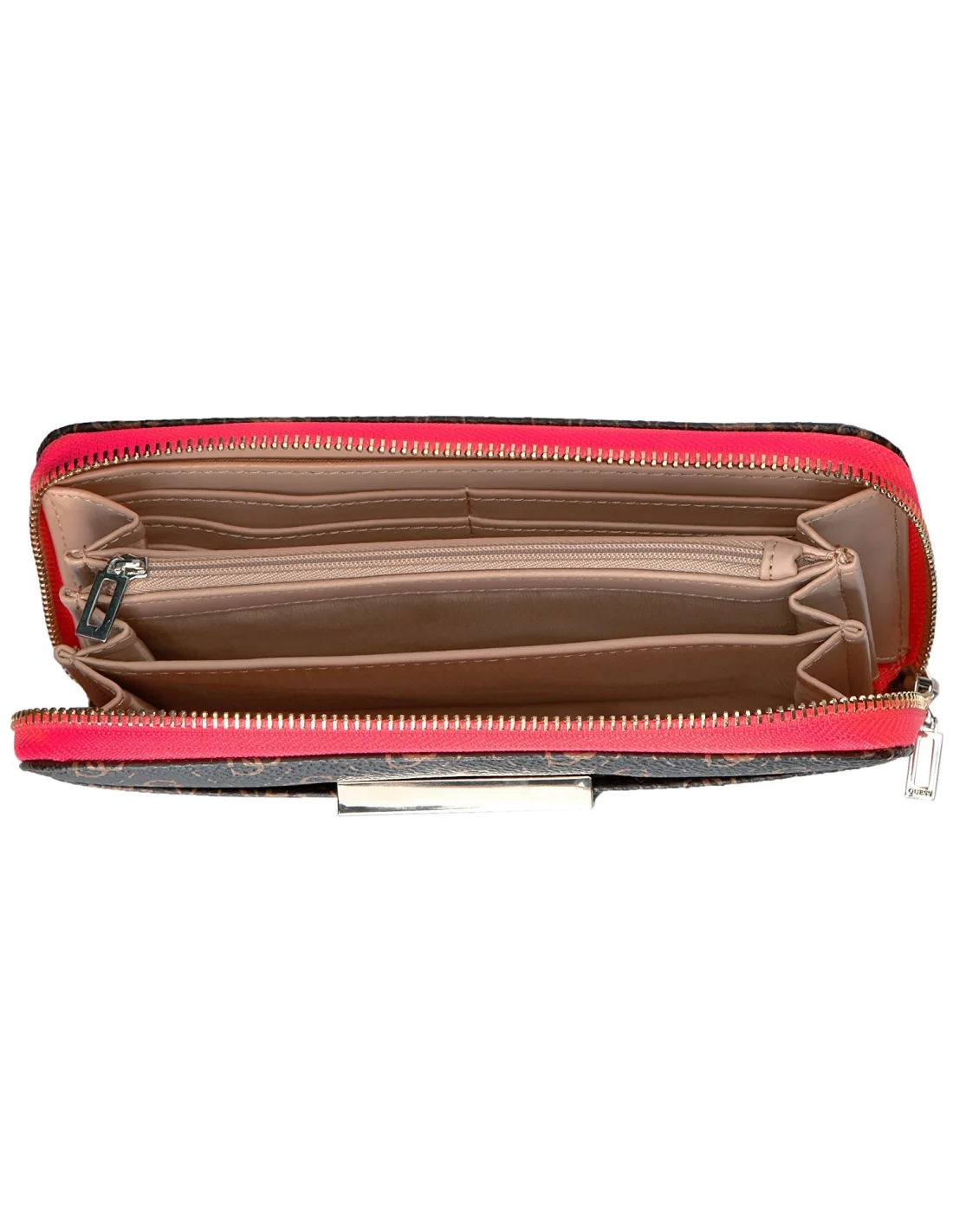 Portefeuille Guess Bobbi Pebble Marron / Rouge vue 4