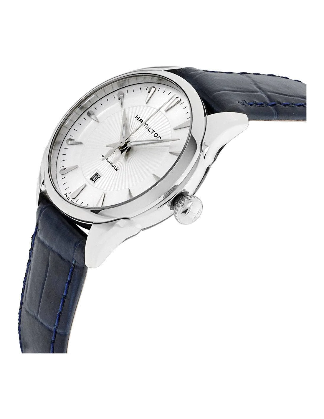 Montre Hamilton H42215651 Jazzmaster lady automatique bracelet cuir bleu vue 2