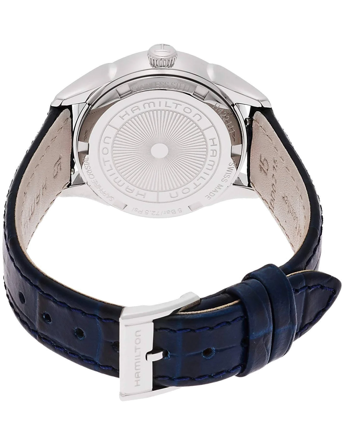 Montre Hamilton H42211655 Jazzmaster lady quartz bracelet cuir bleu vue 3