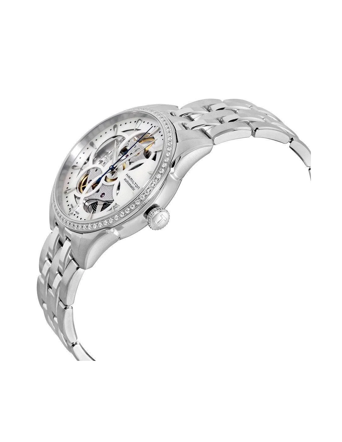 Montre Hamilton H42405191 Jazzmaster Skeleton Lady automatique acier et diamants vue 2