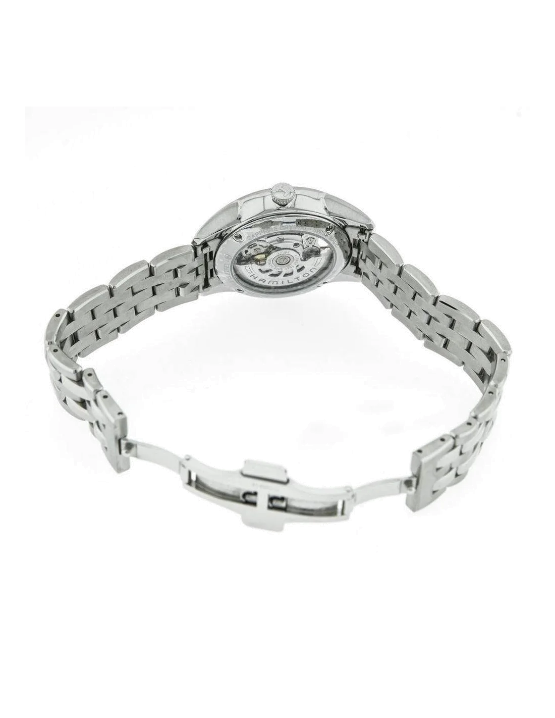 Montre Hamilton H42405191 Jazzmaster Skeleton Lady automatique acier et diamants vue 3