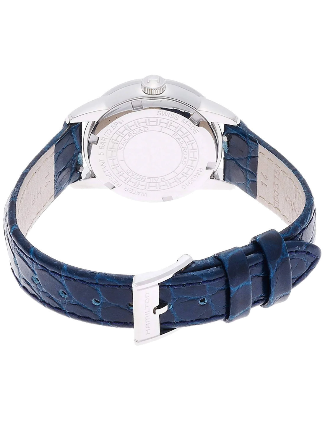 Montre Hamilton H40391691 Railroad quartz cadran nacre et diamants lunette diamants bracelet cuir vue 2