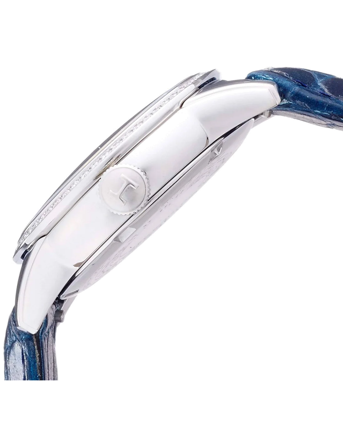 Montre Hamilton H40391691 Railroad quartz cadran nacre et diamants lunette diamants bracelet cuir vue 3