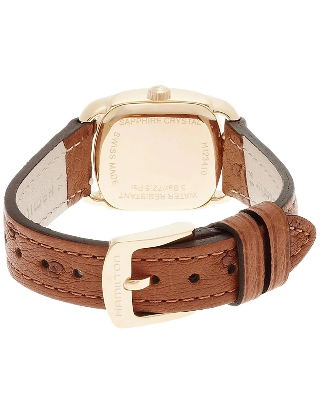 Montre Hamilton H12341555 American Classic Bagley quartz acier PVD or rose sur autruche vue 3