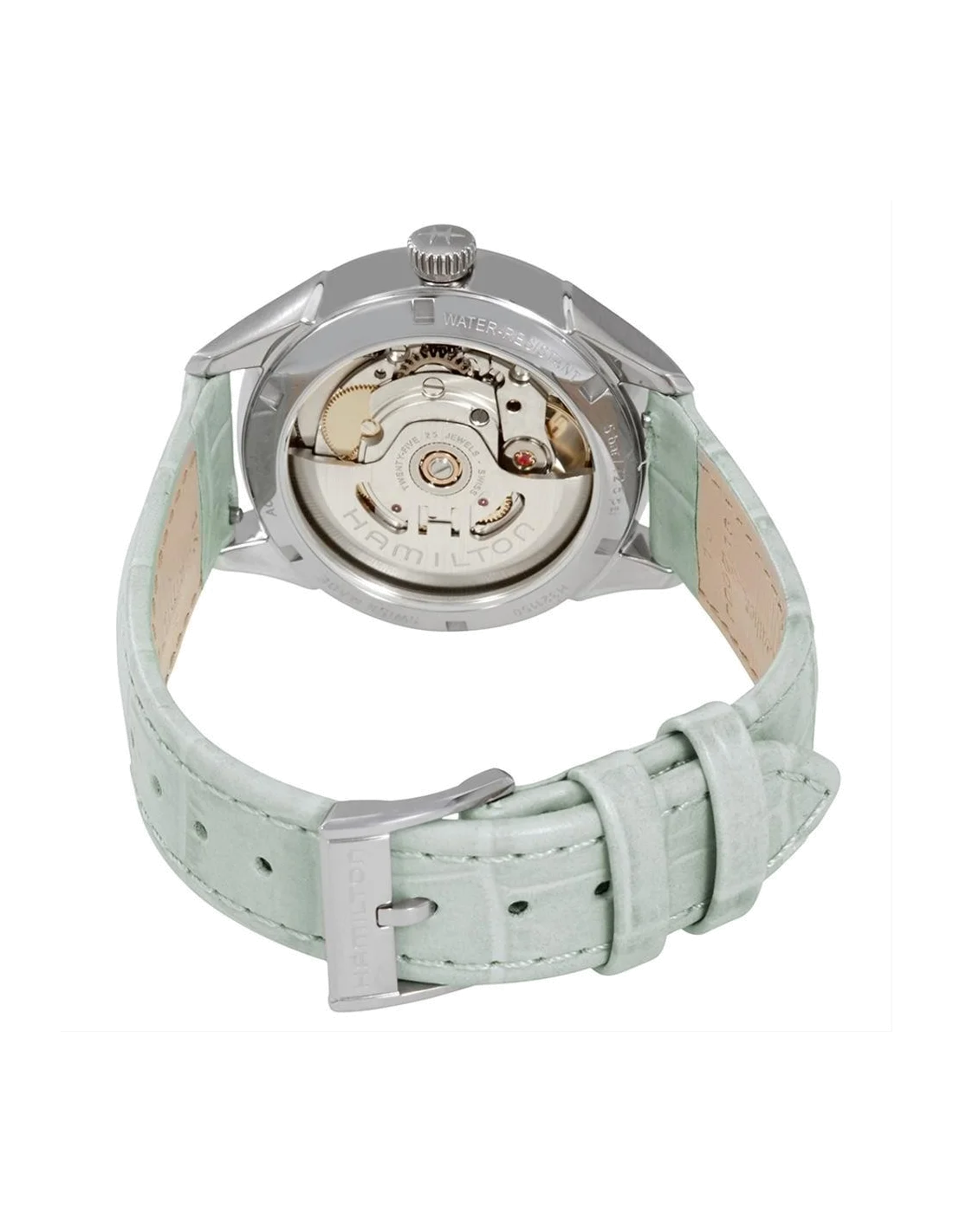 Montre Hamilton H32115891 Jazzmaster Open Heart Lady automatique acier sur cuir 34 mm vue 2