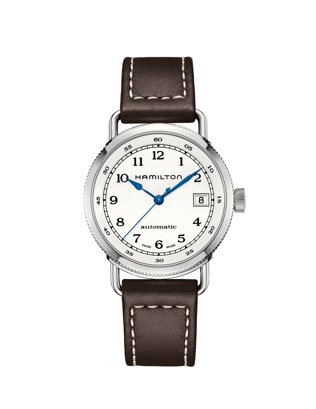 Montre Hamilton H78215553 Khaki Navy Pioneer automatique acier sur cuir 36 mm