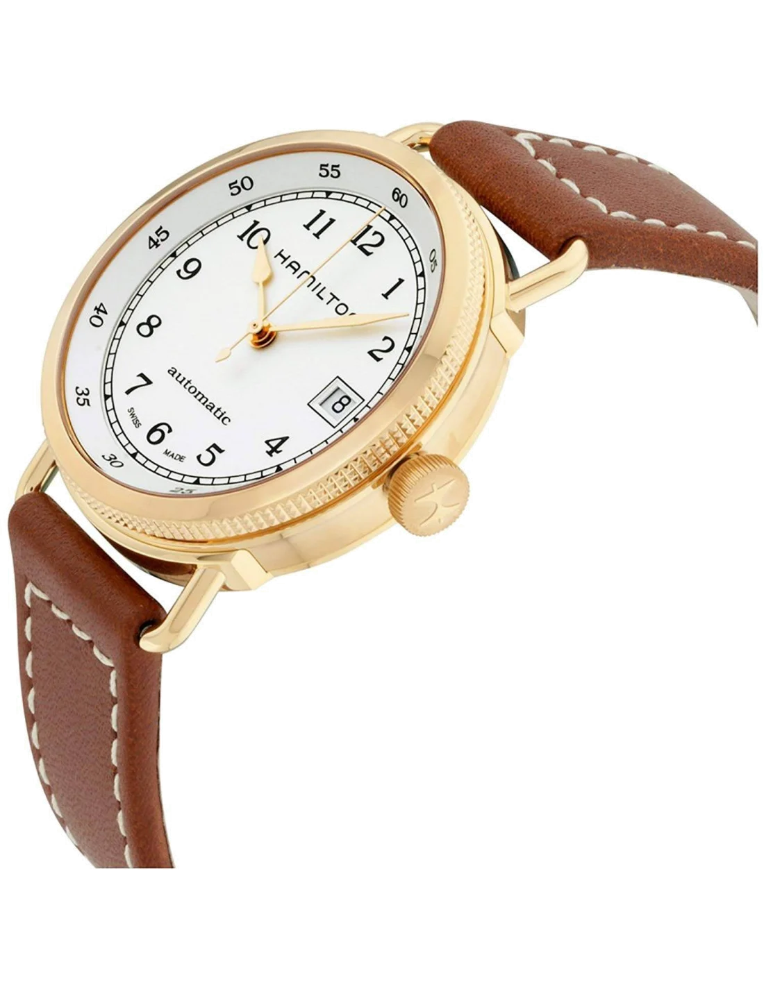Montre Hamilton H78205553 Khaki Navy Pioneer automatique acier PVD or rose sur cuir 36 mm vue 2
