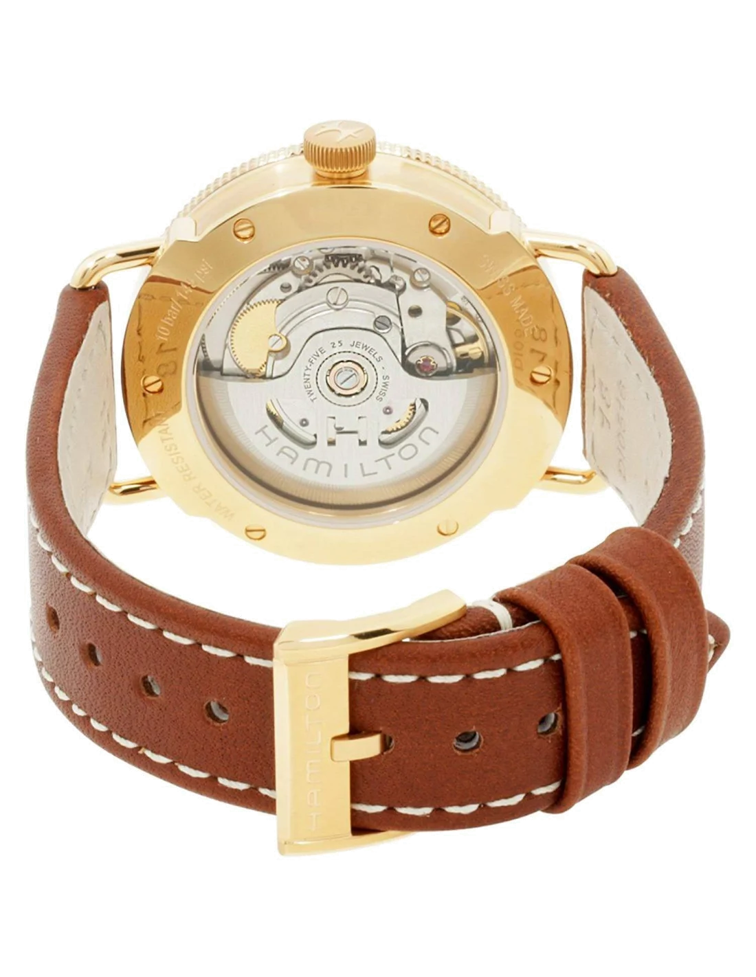 Montre Hamilton H78205553 Khaki Navy Pioneer automatique acier PVD or rose sur cuir 36 mm vue 3