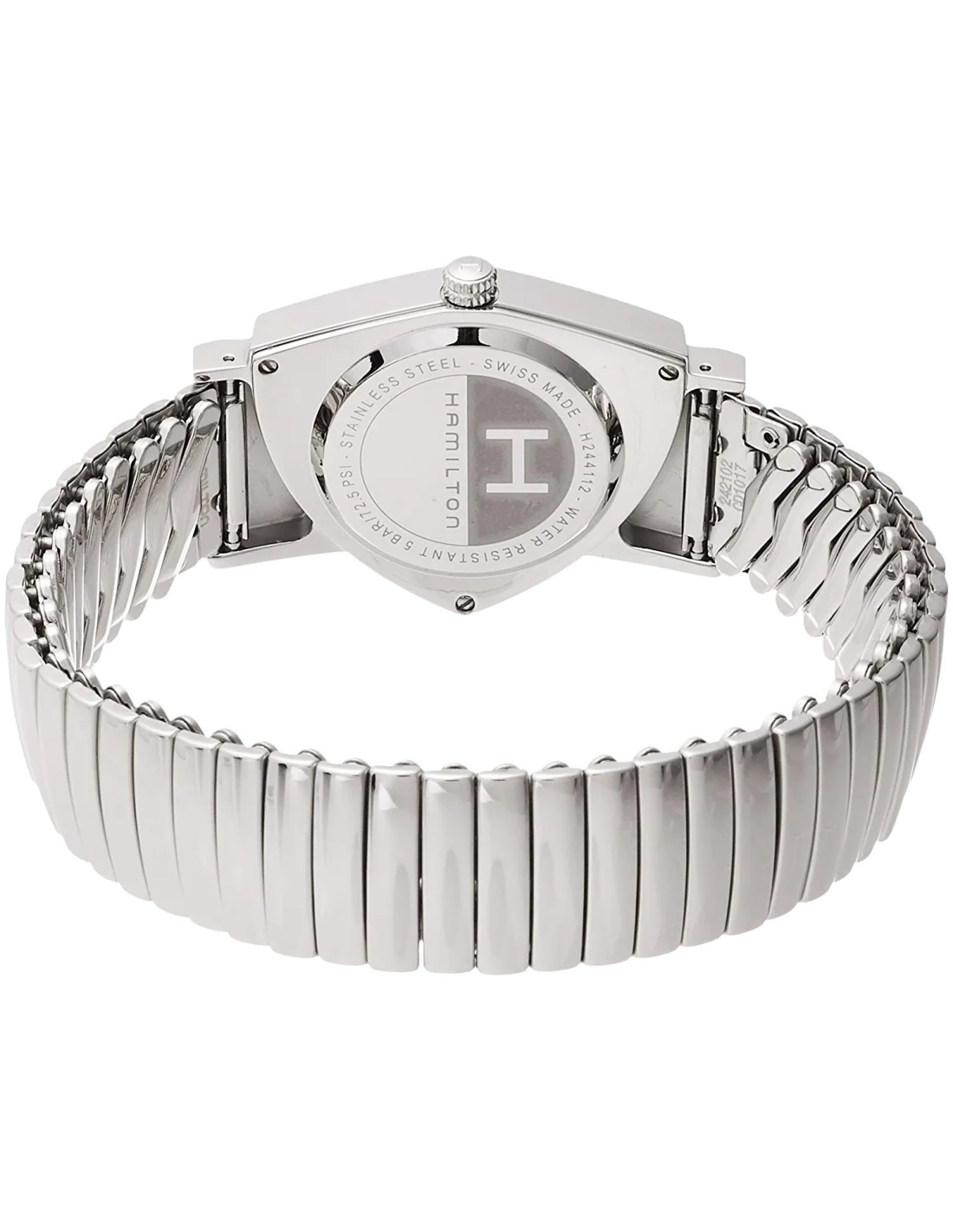 Montre Hamilton H24411232 Ventura Large quartz cadran noir bracelet acier flex vue 2