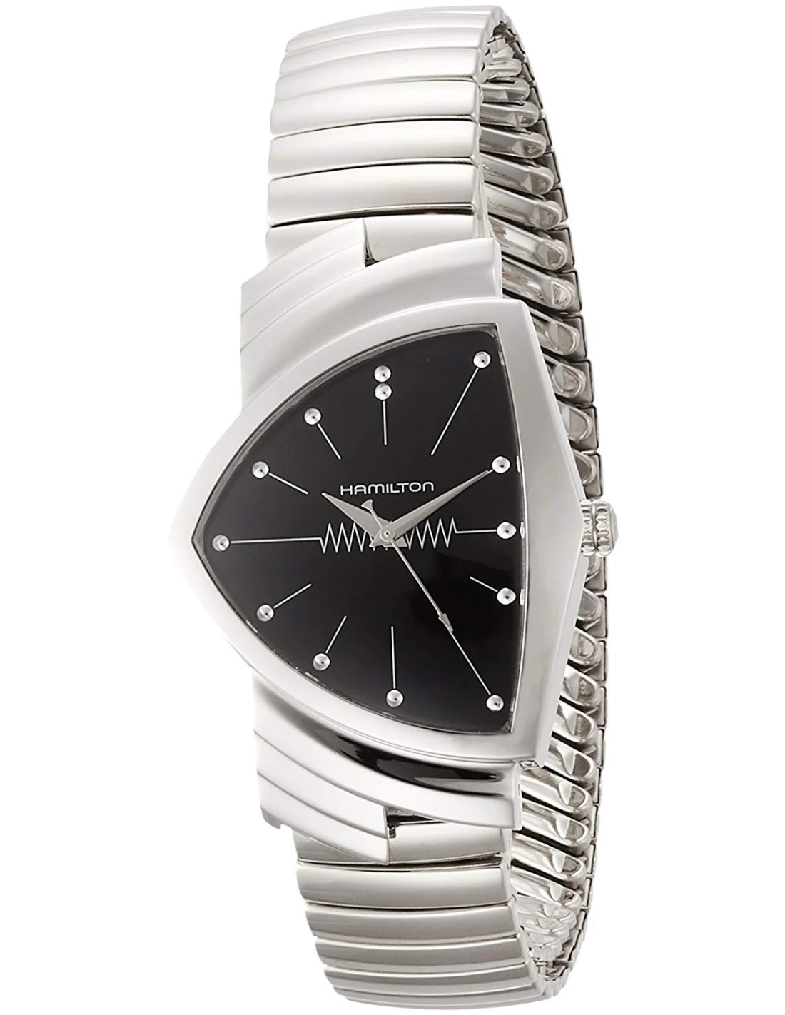 Montre Hamilton H24411232 Ventura Large quartz cadran noir bracelet acier flex