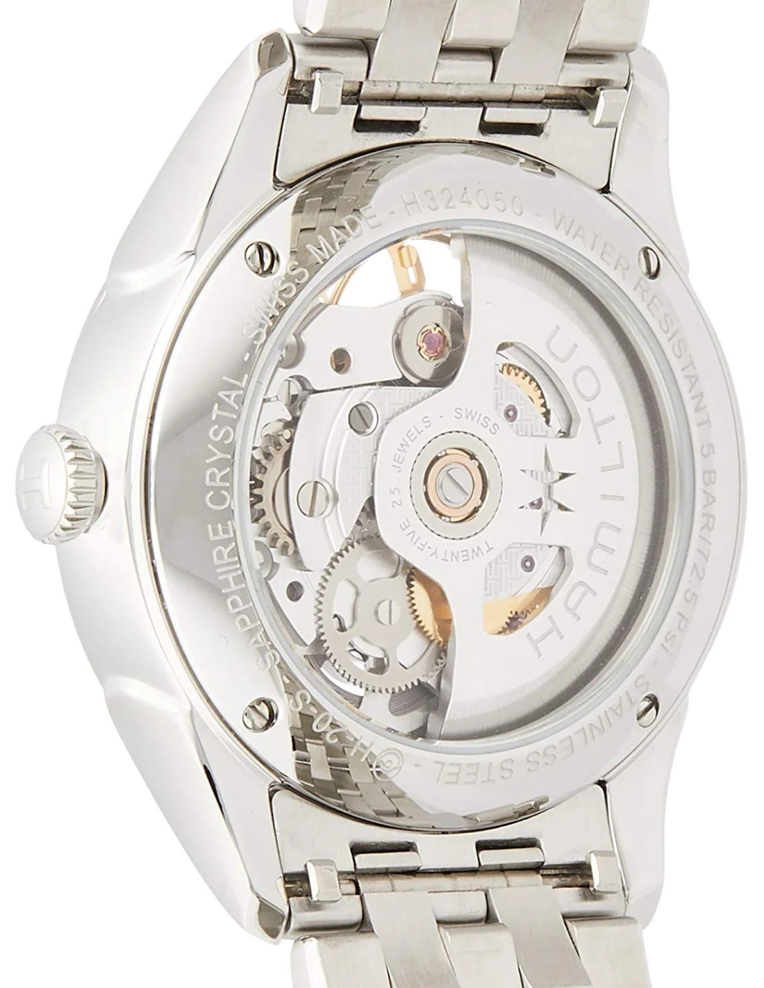 Montre Hamilton H32405171 Jazzmaster Lady Skeleton automatique cadran nacre rose bracelet acier vue 2