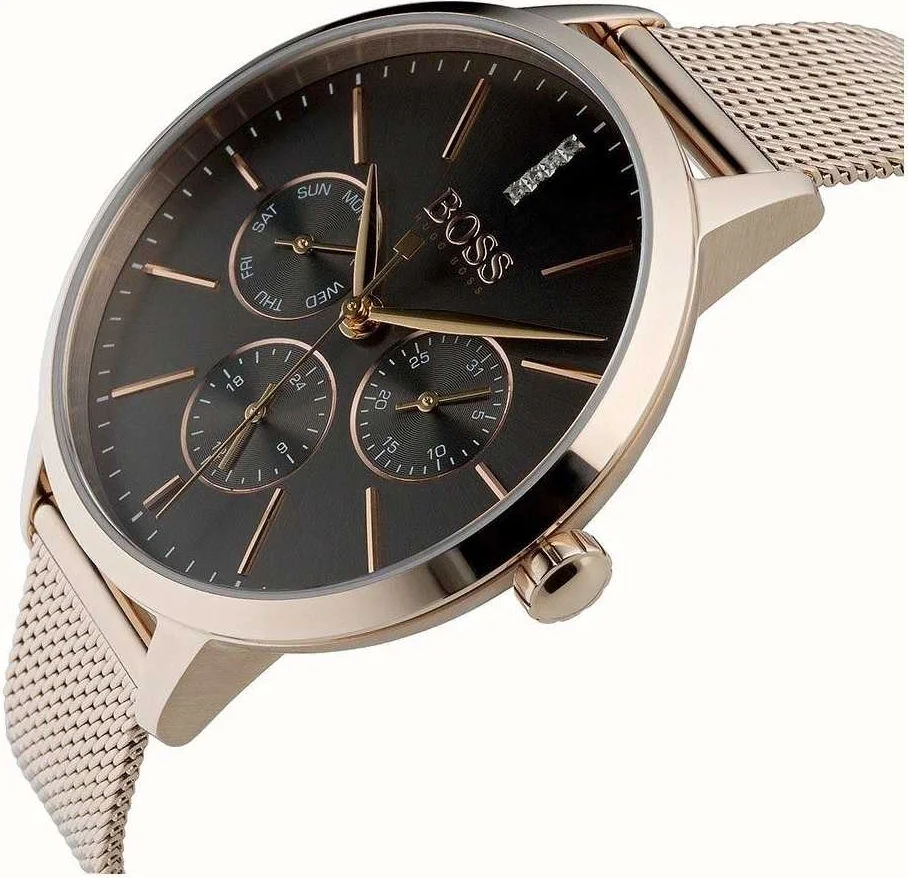 Montre Hugo Boss Symphony 1502424 pour Femme, Cadran Noir, Boîtier et Bracelet Acier Or Rose vue 2