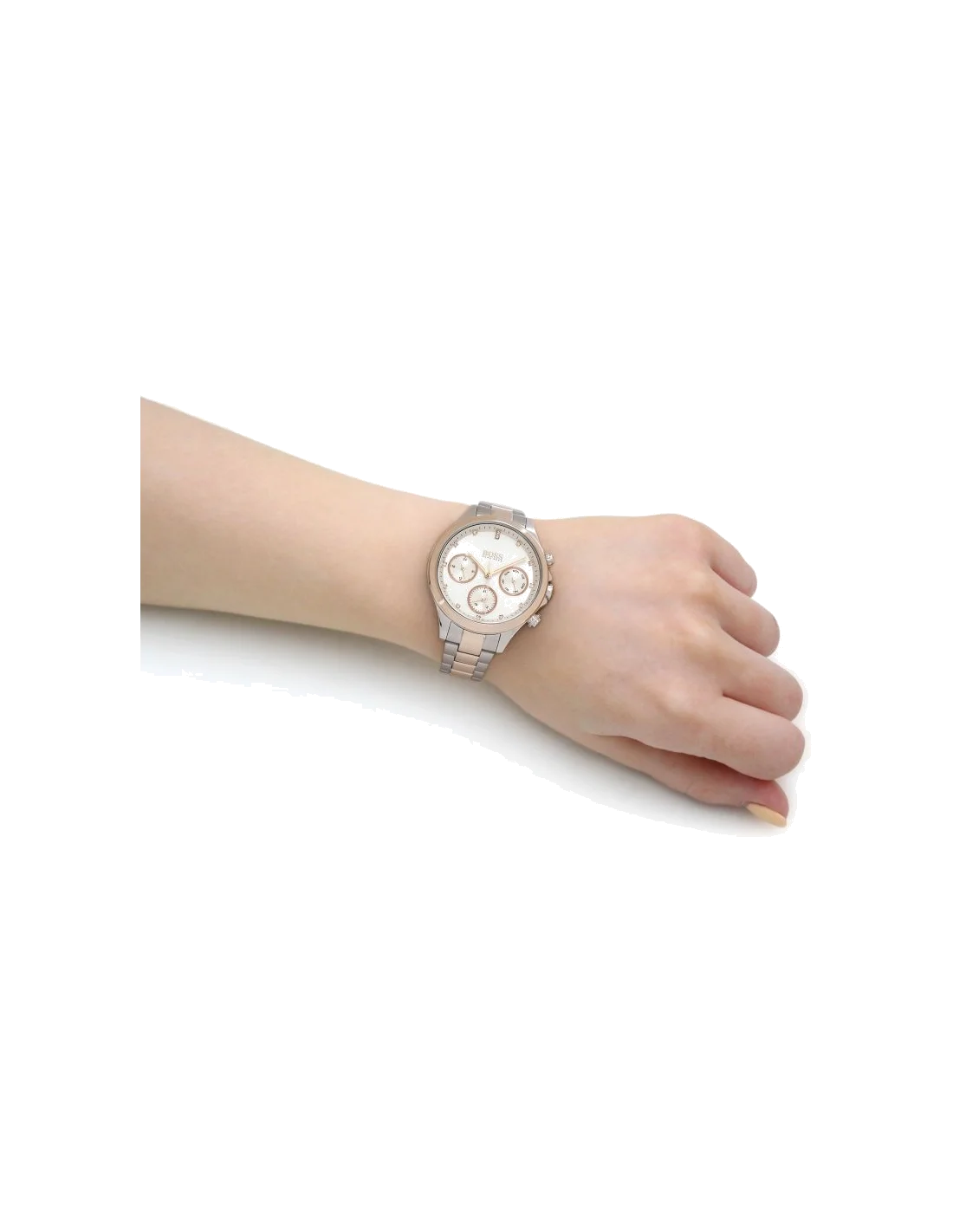 Montre Femme Hugo Boss Hera 1502564 Acier Inoxydable Bi-ton Argent/Or Rose avec Cristaux Swarovski vue 3