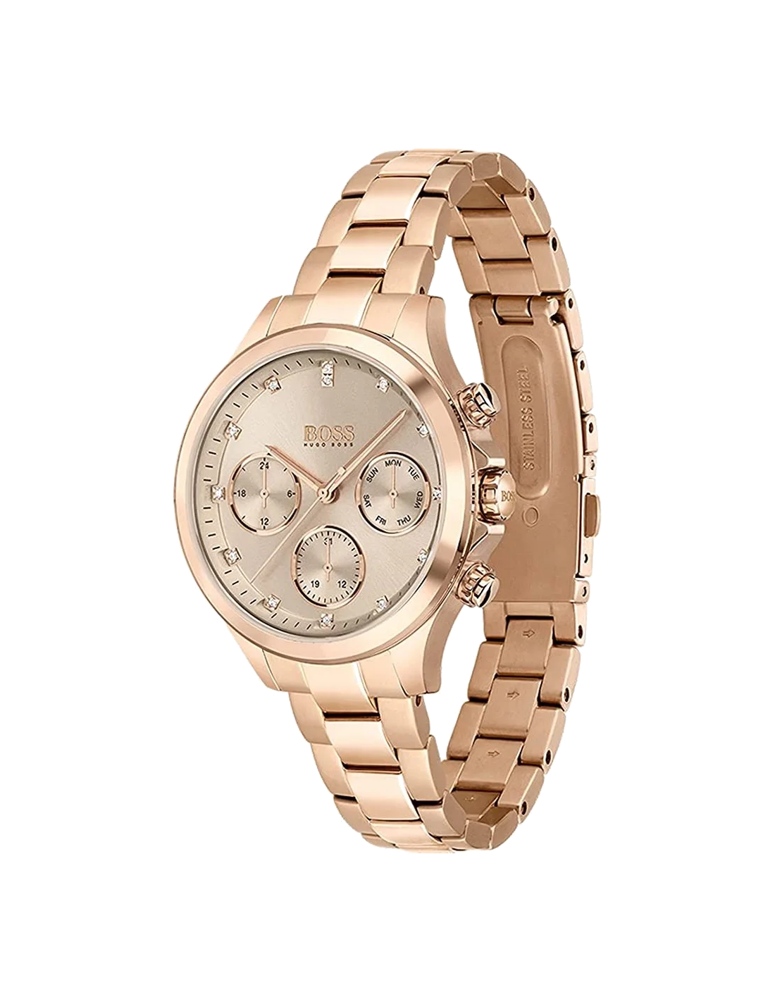 Montre Hugo Boss Hera 1502592 pour Femme en Acier Or Rose avec Cristaux Swarovski vue 2