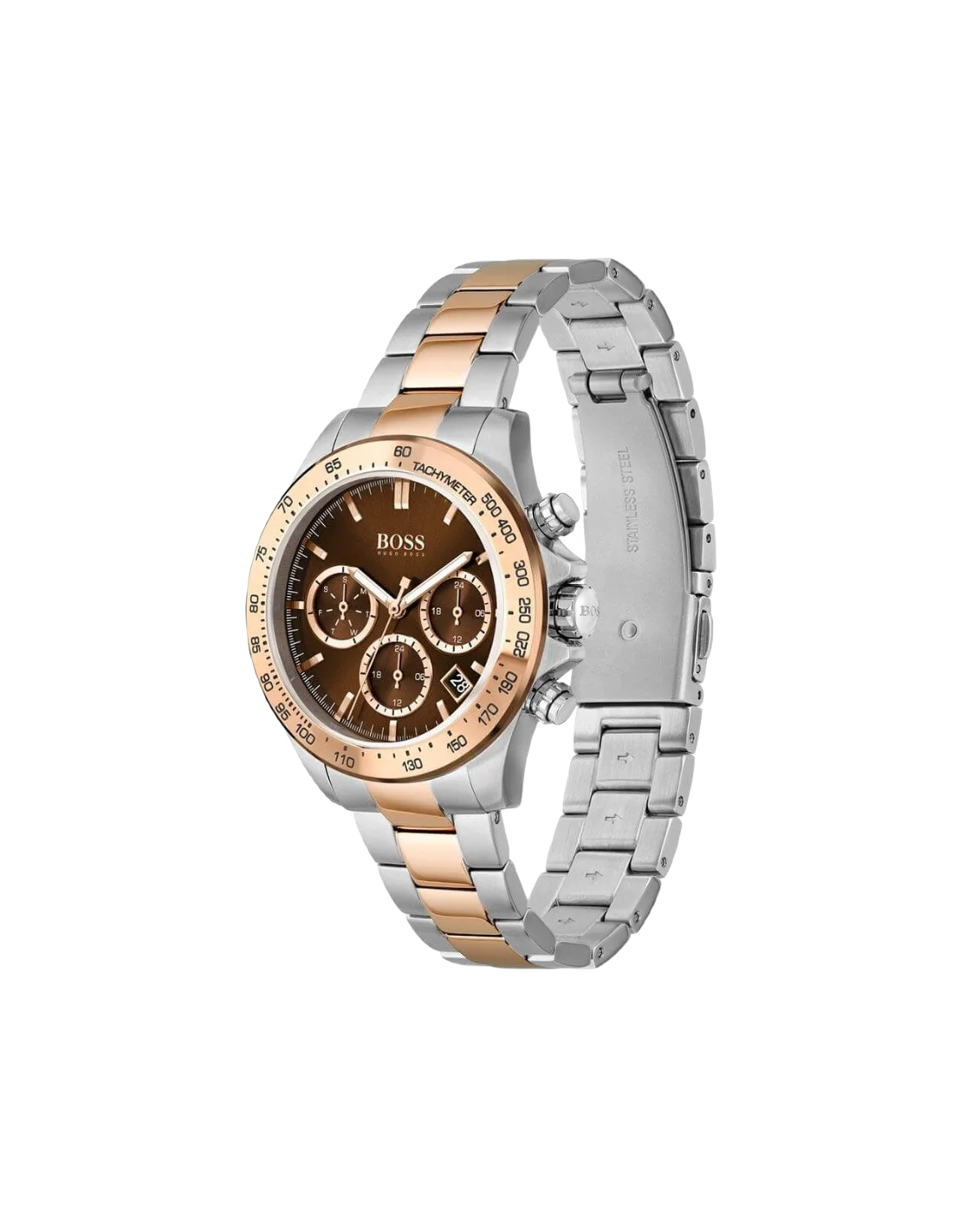 Montre Hugo Boss Sport Lux 1502617 Femme - Cadran Marron Soleillé, Bracelet Acier Bicolore Argent/Or Rose vue 2