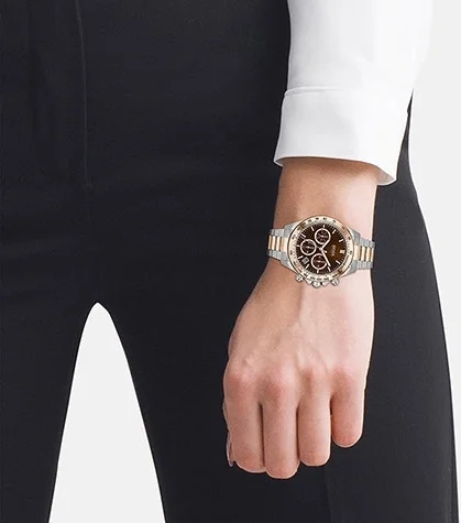 Montre Hugo Boss Sport Lux 1502617 Femme - Cadran Marron Soleillé, Bracelet Acier Bicolore Argent/Or Rose vue 4