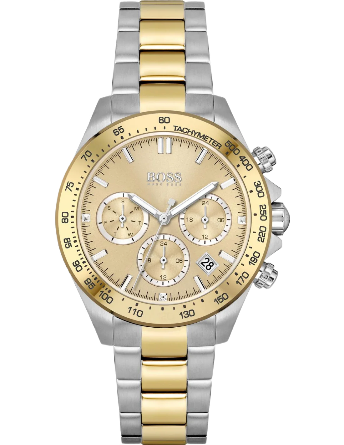 Montre Femme Hugo Boss 1502618 Sport Lux Novia Chronographe Bicolore Acier Argent et Or Rose