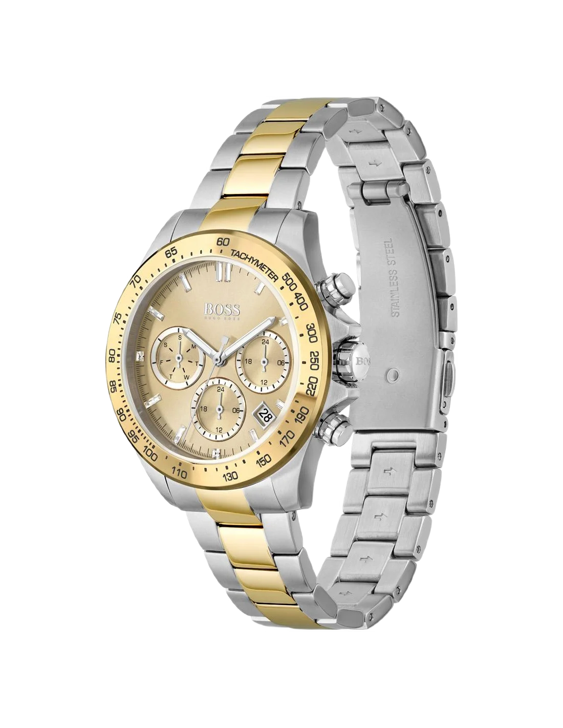 Montre Femme Hugo Boss 1502618 Sport Lux Novia Chronographe Bicolore Acier Argent et Or Rose vue 2