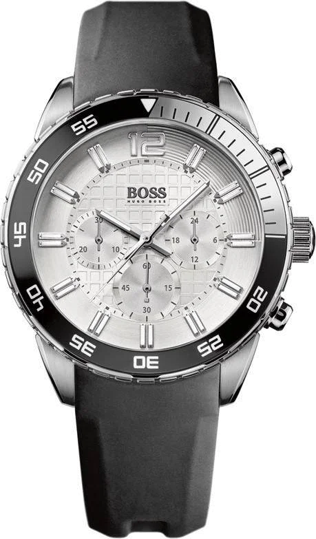 Montre Homme Hugo Boss Iconic 1512805 - Boîtier Acier Noir 44mm, Bracelet Caoutchouc