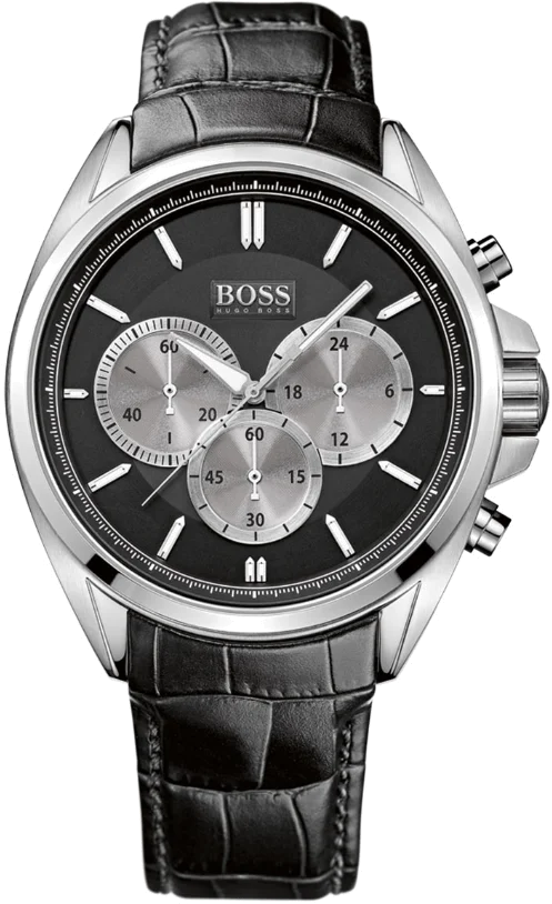 Montre Homme Hugo Boss 1512879 Chrono Driver - Boîtier Acier, Cadran et Bracelet Cuir Noir