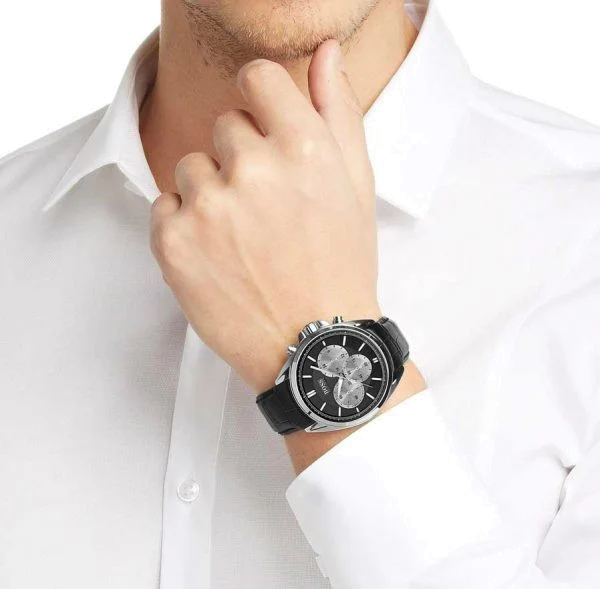 Montre Homme Hugo Boss 1512879 Chrono Driver - Boîtier Acier, Cadran et Bracelet Cuir Noir vue 3