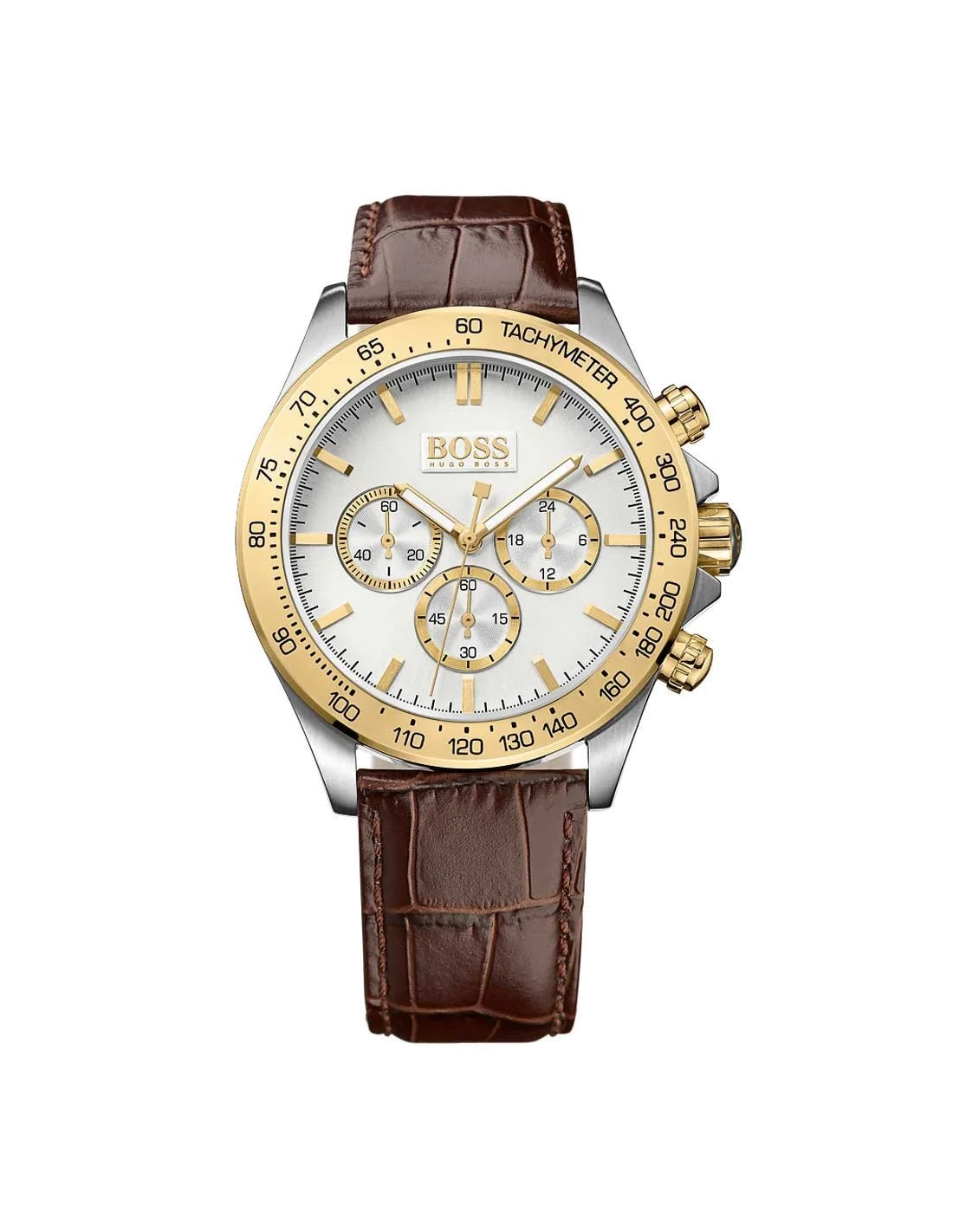 Montre Homme Hugo Boss Ikon 1513174 Cadran Argent Bracelet Cuir Marron