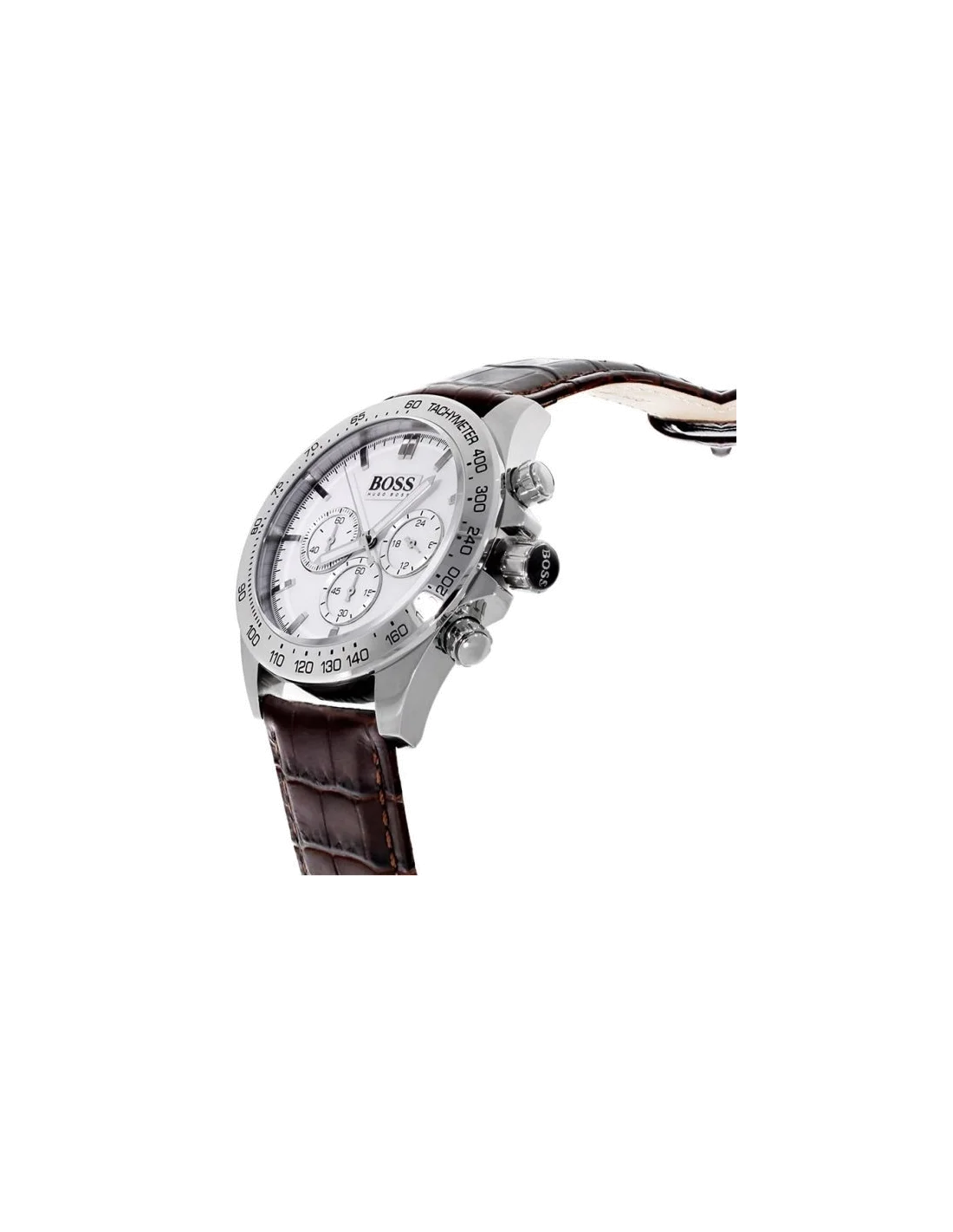 Montre Homme Hugo Boss 1513175 Chronographe Sport Cadran Argent Bracelet Cuir Marron vue 3