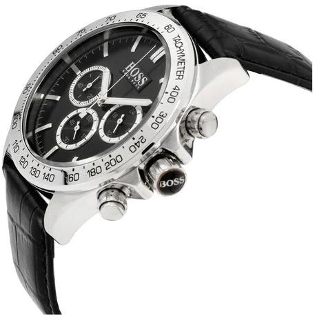 Montre Homme Hugo Boss 1513178 - Cadran Noir 44mm, Bracelet Cuir Crocodile Noir vue 2