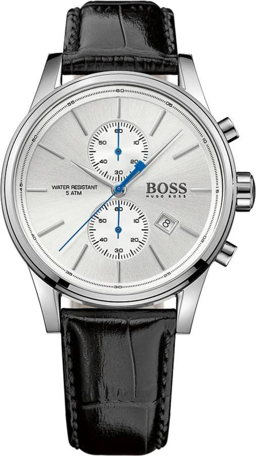 Montre Homme Hugo Boss 1513282 Cadran Argenté Bracelet Cuir Noir