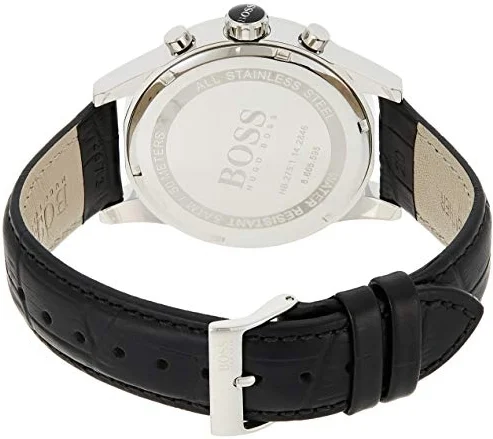 Montre Homme Hugo Boss 1513282 Cadran Argenté Bracelet Cuir Noir vue 3