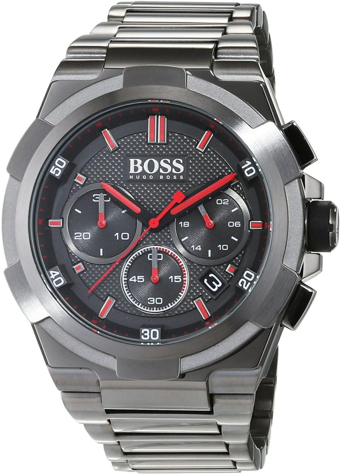 Montre Homme Hugo Boss 1513361 Acier Gris Anthracite Détails Rouges