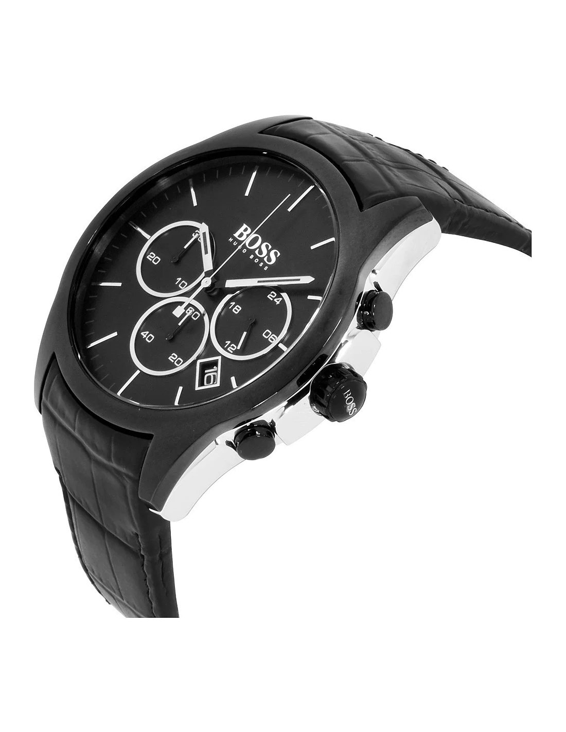 Montre Homme Hugo Boss Onyx 1513367 Chronomètre Noir Cadran 45mm Bracelet Cuir vue 2