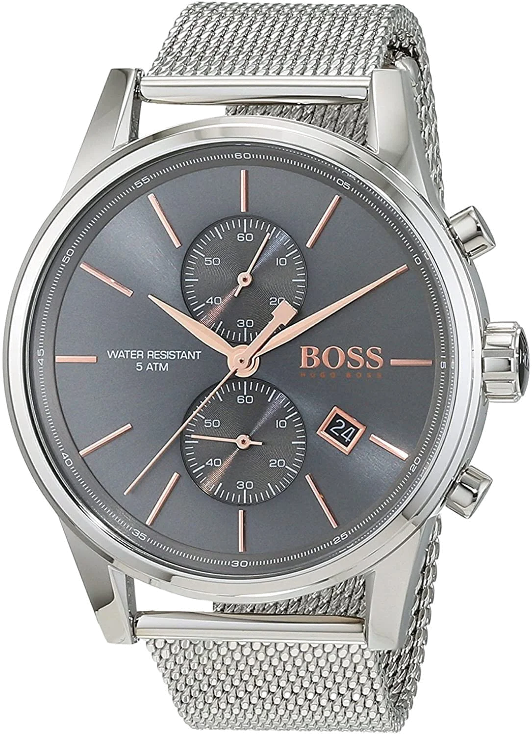 Montre Hugo Boss Homme 1513440 Chronographe Cadran Anthracite Bracelet Maille Milanaise