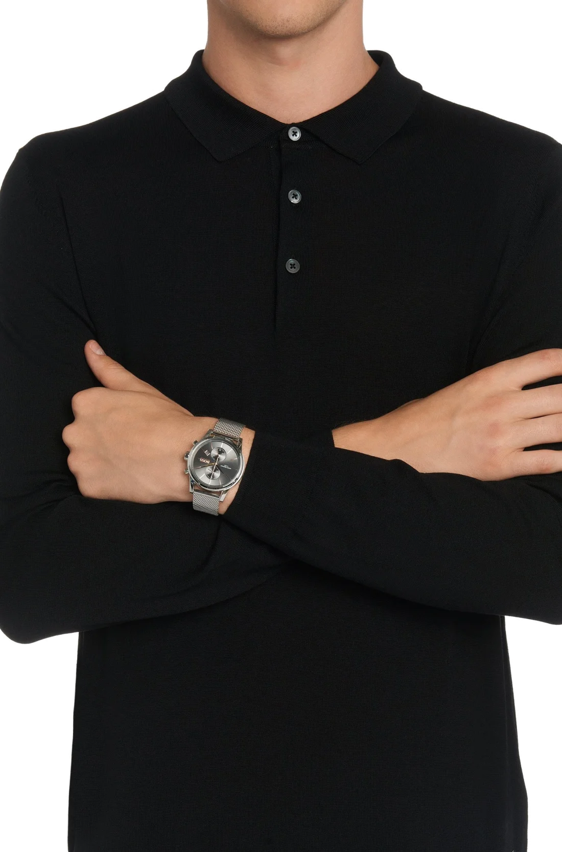 Montre Hugo Boss Homme 1513440 Chronographe Cadran Anthracite Bracelet Maille Milanaise vue 4