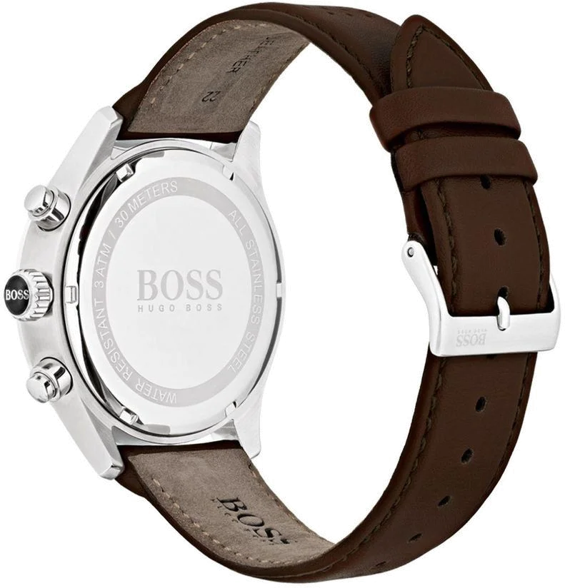Montre Homme Hugo Boss 1513476 - Boîtier Acier, Cadran Gris, Bracelet Cuir Marron vue 2