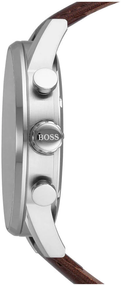 Montre Homme Hugo Boss 1513494 Navigator Chronographe Cadran Noir Cuir Marron vue 2