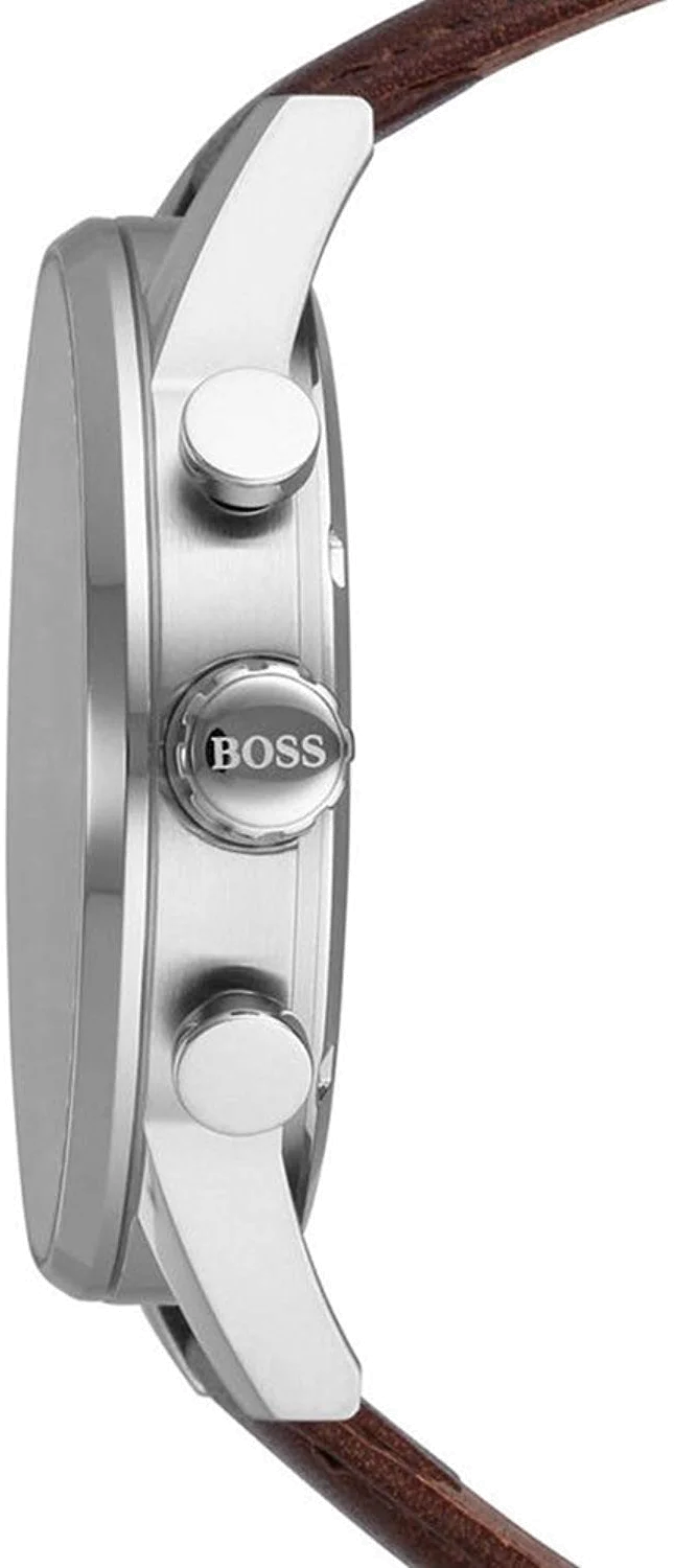 Montre Homme Hugo Boss Navigator 1513495 Cadran Gris Acier, Bracelet Cuir Marron vue 2